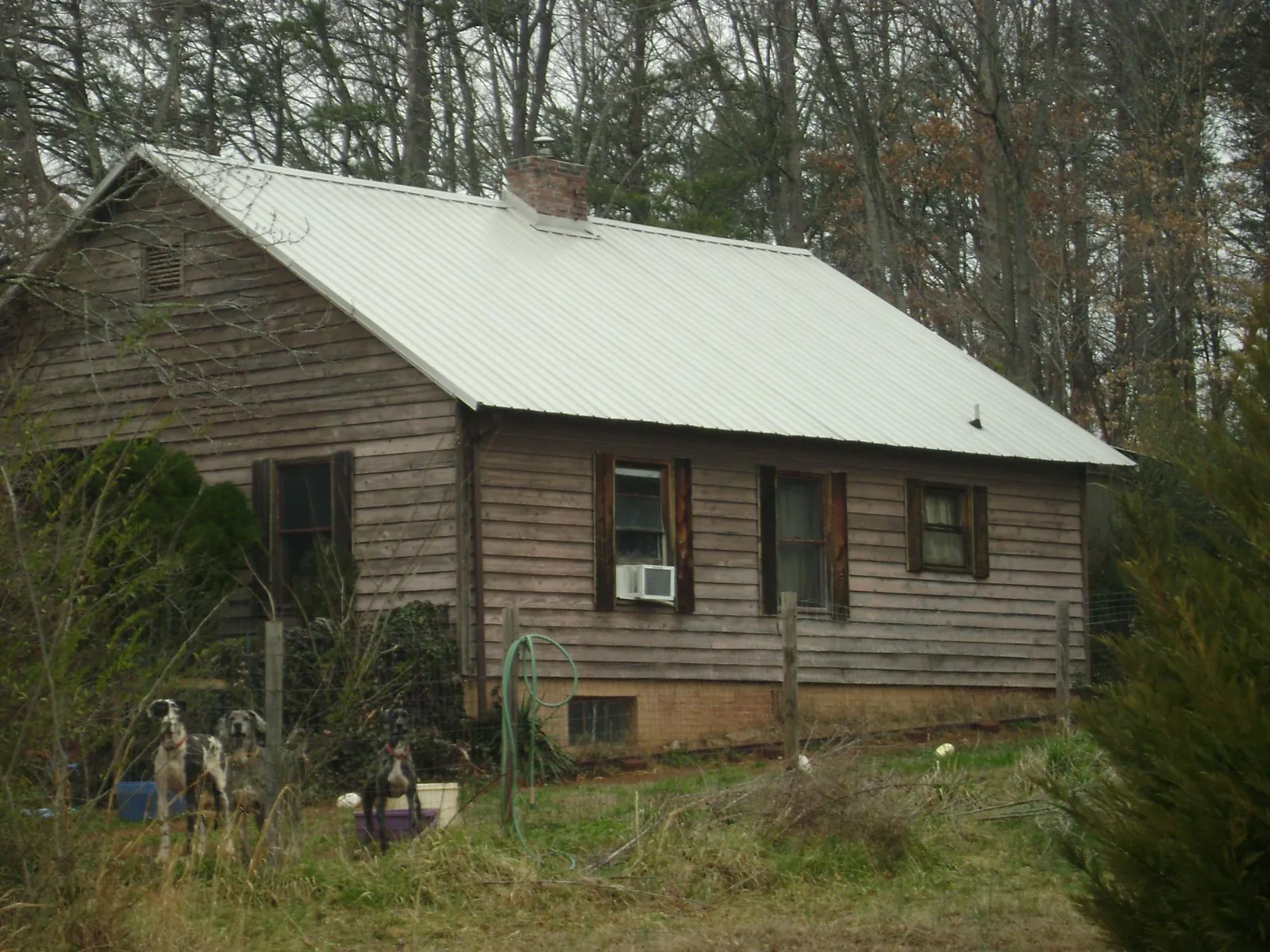 White metal roof on an old wood sided farmhouse, from a Asphalt Shingle Roof Repair job in Varna